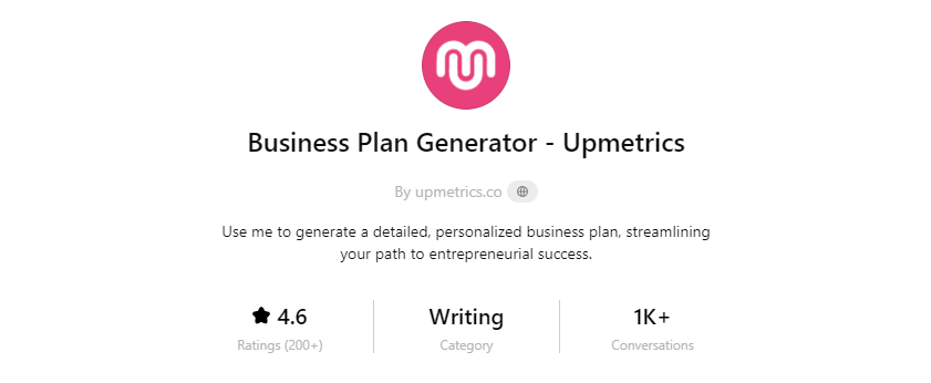 business plan generator upmetrics