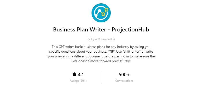 business plan writer projectionhub