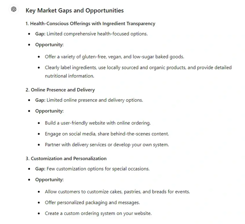 key market gaps and opportunities