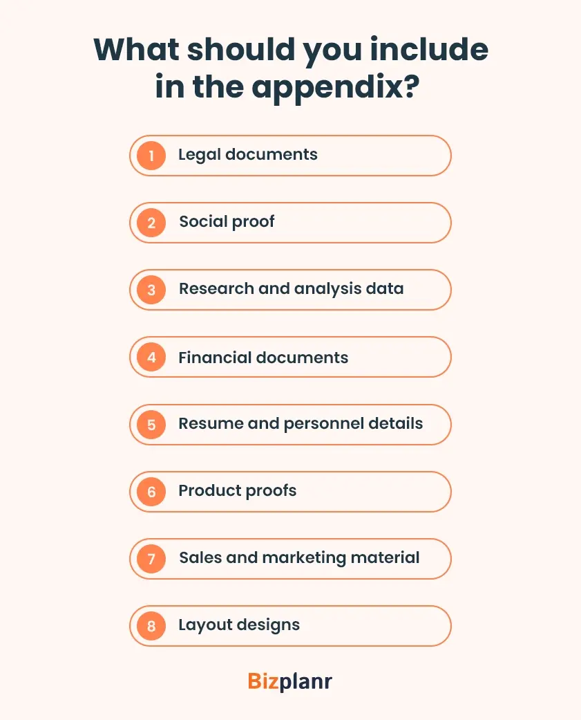 what should you include in the appendix