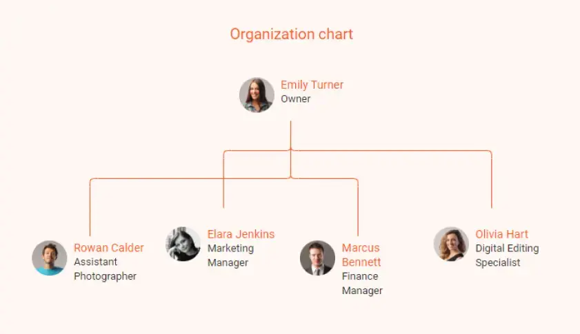 organization chart for photography business plan