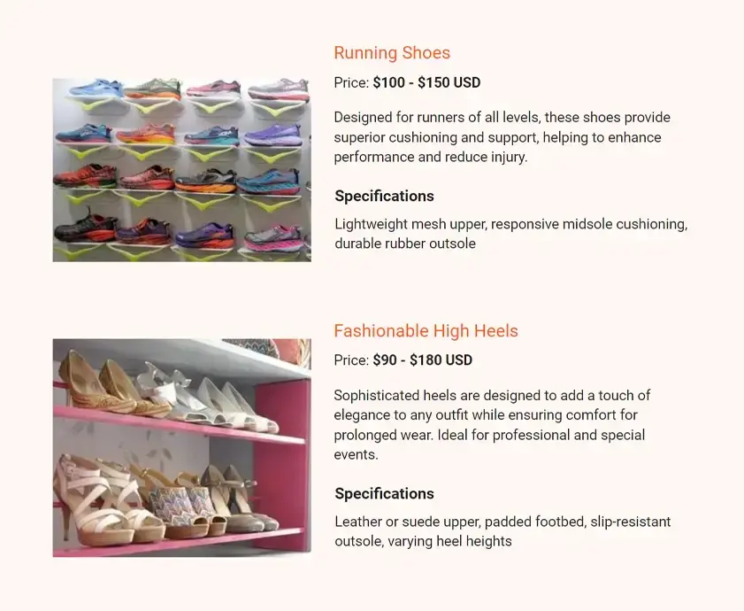 shoe store products and services