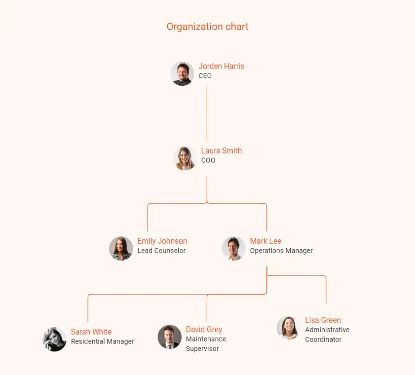 sober living home business plan organization chart