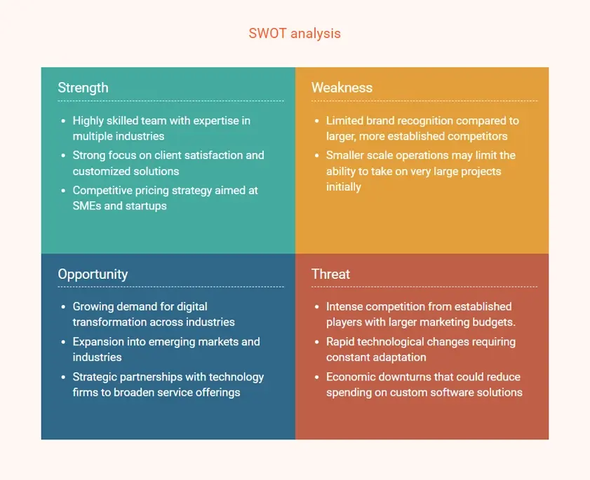 software company business plan swot analysis