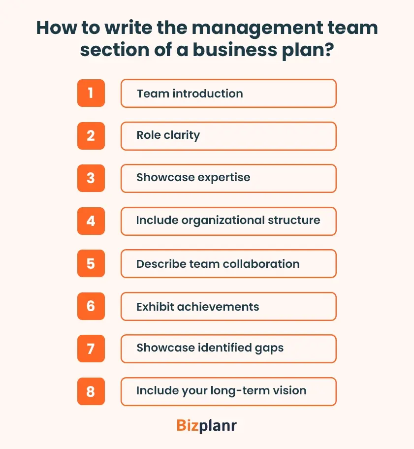 how to write the management team section of a business plan