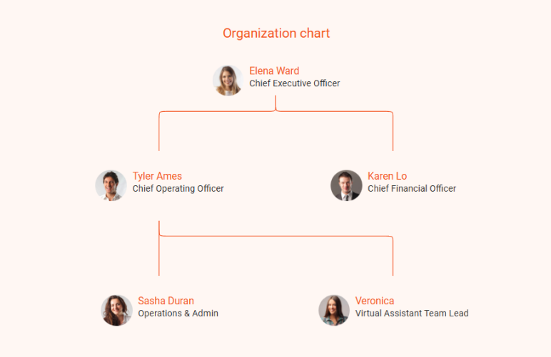 virtual assistant business plan organization chart