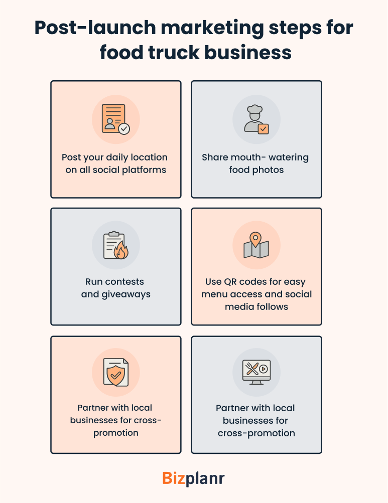 Post launch marketing steps for food truck business