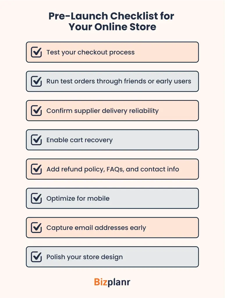 Pre launch checklist for your online store