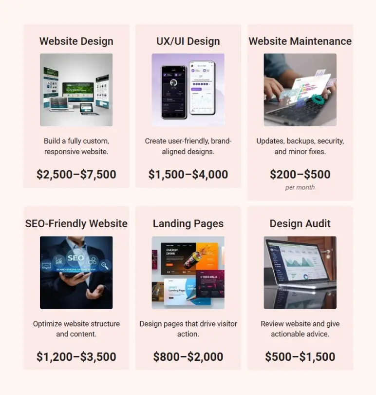 Web design business plan pricing