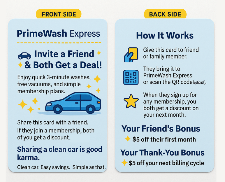 Car wash business plan referral program